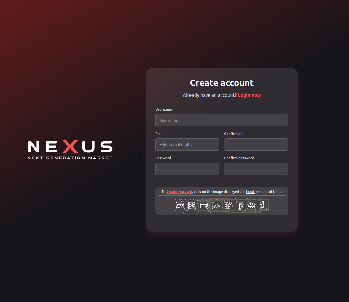 NEXUS Market's CAPTCHA and anti-bot verification screen